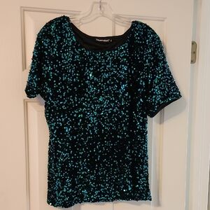 Vibrant Sequin Short Sleeve Top